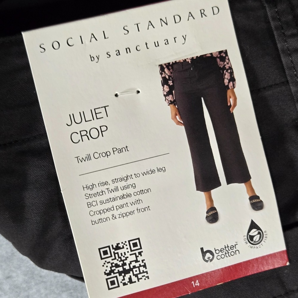 NWT SANCTUARY High Rise Women's Twill Wide-Leg Ankle Cropped Black Pants - Picture 10 of 16
